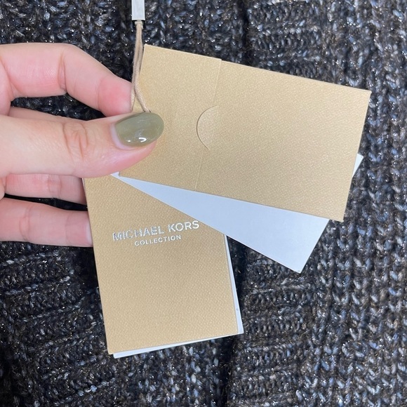 Michael Kors Collection Metallic Ruffle Cardigan Chocolate Brown Size S NWT - Picture 10 of 13